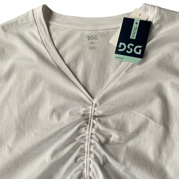 DSG center front cinched v-neck tank top women's XL pure white dolman sleeves - Picture 6 of 10